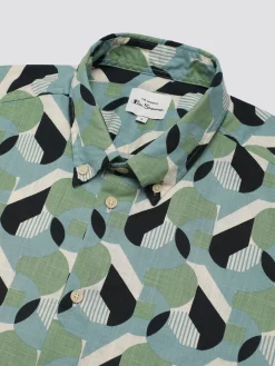 Ben Sherman Shirts^Art Deco Print Shirt - Grass Green