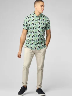 Ben Sherman Shirts^Art Deco Print Shirt - Grass Green