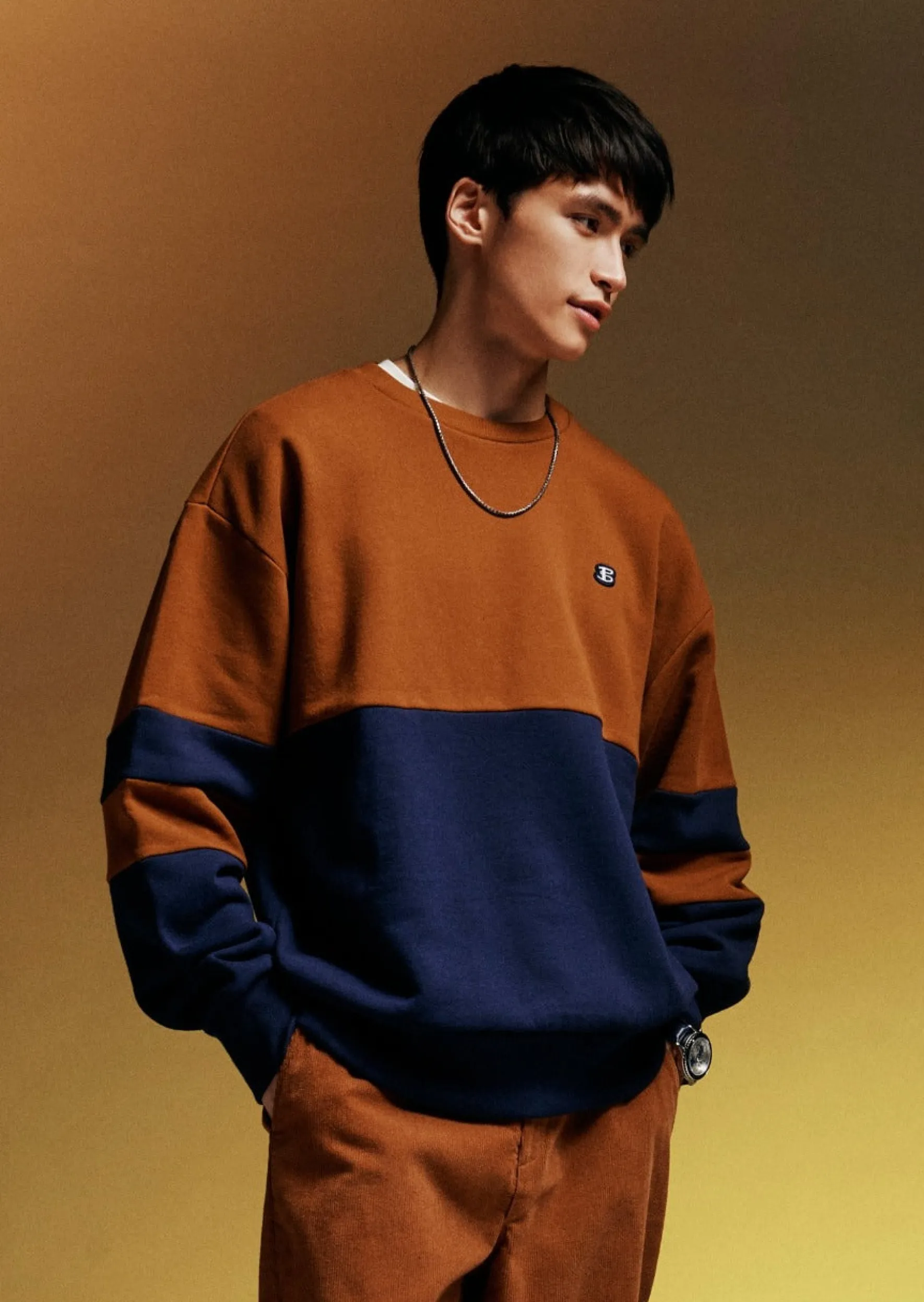 Ben Sherman Sweaters & Knits^B By Colorblock Sweatshirt Dark Navy