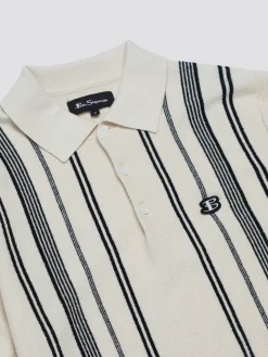 Ben Sherman Sweaters & Knits^B By Crinkle Cotton Stripe Polo - Ivory