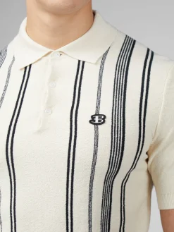 Ben Sherman Sweaters & Knits^B By Crinkle Cotton Stripe Polo - Ivory