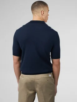 Ben Sherman Sweaters & Knits^B By Crinkle Cotton Stripe Polo - Dark Navy