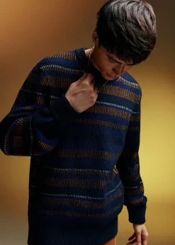 Ben Sherman Sweaters & Knits^B By Stripe Knit Sweater Dark Navy
