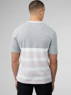 Ben Sherman T-Shirts & Tees^B By Textured Block Stripe Tee - Dark Navy