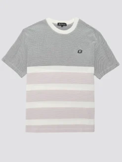 Ben Sherman T-Shirts & Tees^B By Textured Block Stripe Tee - Dark Navy