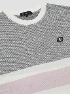 Ben Sherman T-Shirts & Tees^B By Textured Block Stripe Tee - Dark Navy