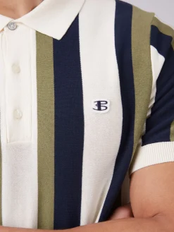 Ben Sherman Sweaters & Knits^B By Vertical Stripe Knit Polo Ivory