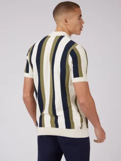 Ben Sherman Sweaters & Knits^B By Vertical Stripe Knit Polo Ivory