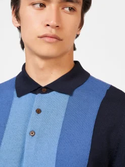 Ben Sherman Sweaters & Knits^Block Stripe Merino Knit Polo - Dark Navy