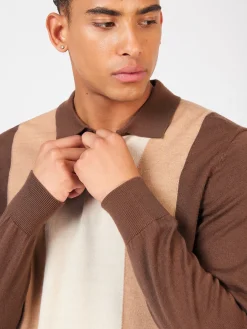 Ben Sherman Sweaters & Knits^Block Stripe Merino Knit Polo - Chocolate