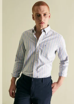 Ben Sherman Shirts^Brighton Oxford Organic Shirt - Collegiate Stripe Collegiate Blue Multi Stripe