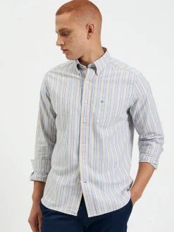 Ben Sherman Shirts^Brighton Oxford Organic Shirt - Collegiate Stripe Collegiate Blue Multi Stripe