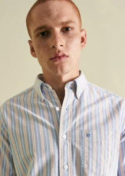 Ben Sherman Shirts^Brighton Oxford Organic Shirt - Collegiate Stripe Collegiate Blue Multi Stripe
