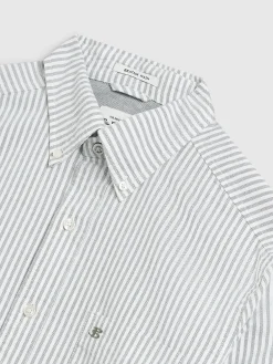 Ben Sherman Shirts^Brighton Oxford Organic Stripe Shirt - Forest Green Bengal Stripe