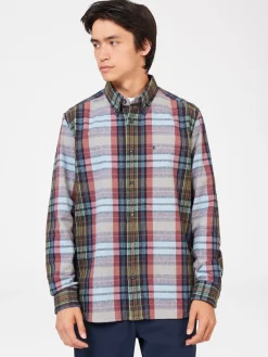 Ben Sherman Shirts^Brushed Multicolour Check Oxford Shirt Ice Blue