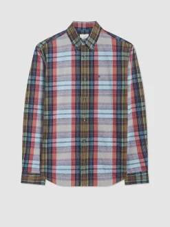Ben Sherman Shirts^Brushed Multicolour Check Oxford Shirt Ice Blue