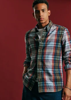 Ben Sherman Shirts^Brushed Multicolour Check Oxford Shirt Ice Blue