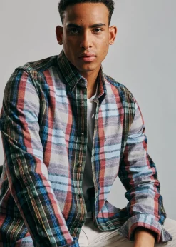 Ben Sherman Shirts^Brushed Multicolour Check Oxford Shirt Ice Blue