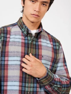 Ben Sherman Shirts^Brushed Multicolour Check Oxford Shirt Ice Blue