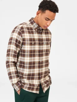 Ben Sherman Shirts^Brushed Plain Check Shirt - Chocolate