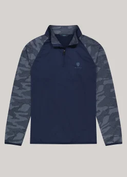 Ben Sherman Outerwear & Jackets^Camo Jacquard Sleeve Quarter Zip - Navy