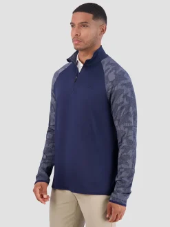 Ben Sherman Outerwear & Jackets^Camo Jacquard Sleeve Quarter Zip - Navy