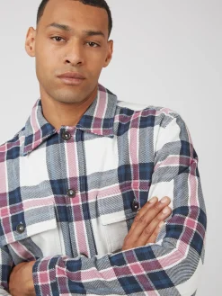 Ben Sherman Outerwear & Jackets^Casual Twill Plaid Workwear Shirt Jacket White