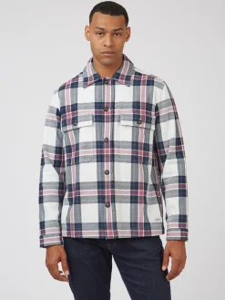 Ben Sherman Outerwear & Jackets^Casual Twill Plaid Workwear Shirt Jacket White