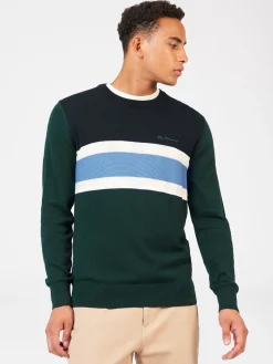 Ben Sherman Sweaters & Knits^Chest Stripe Crewneck Sweater - Green Dark Green
