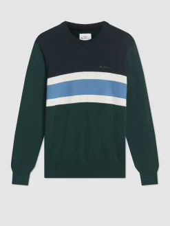Ben Sherman Sweaters & Knits^Chest Stripe Crewneck Sweater - Green Dark Green