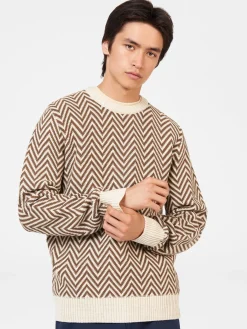 Ben Sherman Sweaters & Knits^Chevron Jacquard Crewneck Sweater Ivory