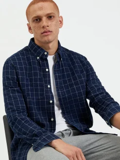 Ben Sherman Shirts^Dalston Blues Beatnik Overshirt - Indigo Indigo Windowpane Check