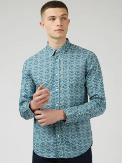 Ben Sherman Shirts^Floral Print Long-Sleeve Shirt - Blue Blue Shadow