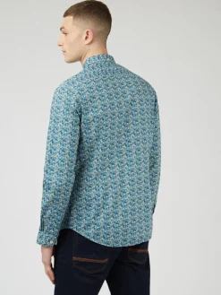 Ben Sherman Shirts^Floral Print Long-Sleeve Shirt - Blue Blue Shadow