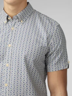 Ben Sherman Shirts^Geo Wave Print Shirt - Blue Denim