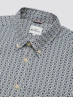 Ben Sherman Shirts^Geo Wave Print Shirt - Blue Denim