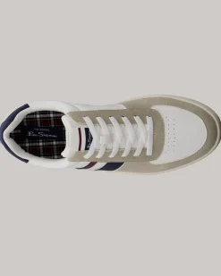 Ben Sherman Shoes^Hyde Navy Stripe Sneaker - White