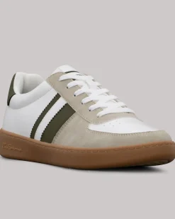 Ben Sherman Shoes^Hyde Olive Stripe Sneaker - White