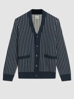 Ben Sherman Sweaters & Knits^Jacquard Stripe Knit Cardigan Dark Navy