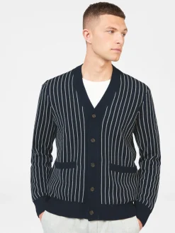 Ben Sherman Sweaters & Knits^Jacquard Stripe Knit Cardigan Dark Navy