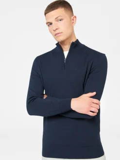 Ben Sherman Sweaters & Knits^Merino Knit Half-Zip Sweater - Dark Navy