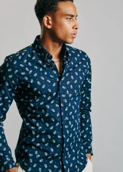 Ben Sherman Shirts^Micro Paisley Print Shirt - Dark Navy