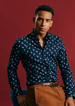 Ben Sherman Shirts^Micro Paisley Print Shirt - Dark Navy
