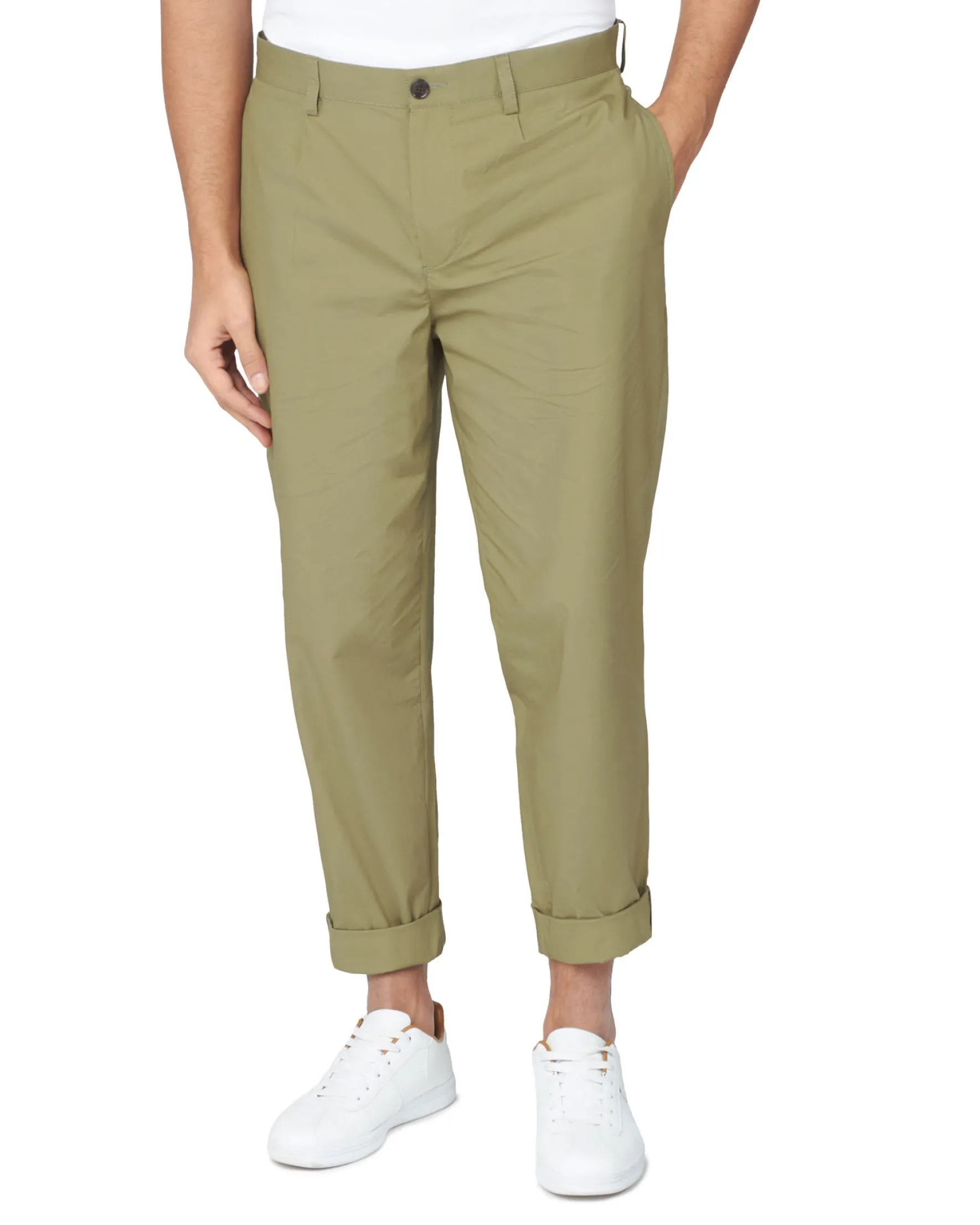 Ben Sherman Pants & Shorts^Poplin Relaxed-Taper Pleated Trouser - Olive