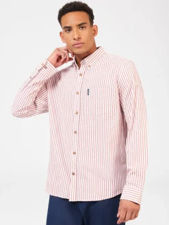 Ben Sherman Shirts^Recycled Cotton Oxford Stripe Shirt Burnt Orange
