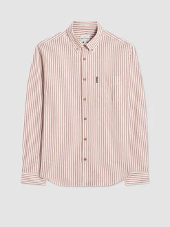 Ben Sherman Shirts^Recycled Cotton Oxford Stripe Shirt Burnt Orange