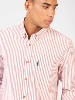 Ben Sherman Shirts^Recycled Cotton Oxford Stripe Shirt Burnt Orange