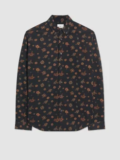Ben Sherman Shirts^Retro Floral Print Corduroy Shirt Black