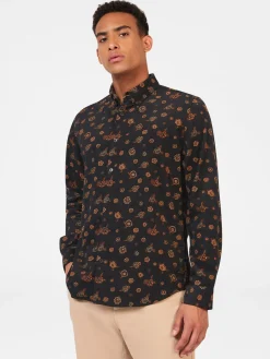 Ben Sherman Shirts^Retro Floral Print Corduroy Shirt Black