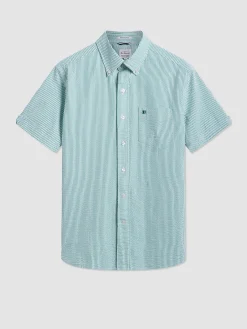 Ben Sherman Shirts^Seersucker Bengal Stripe Shirt - Green Green/Ecru